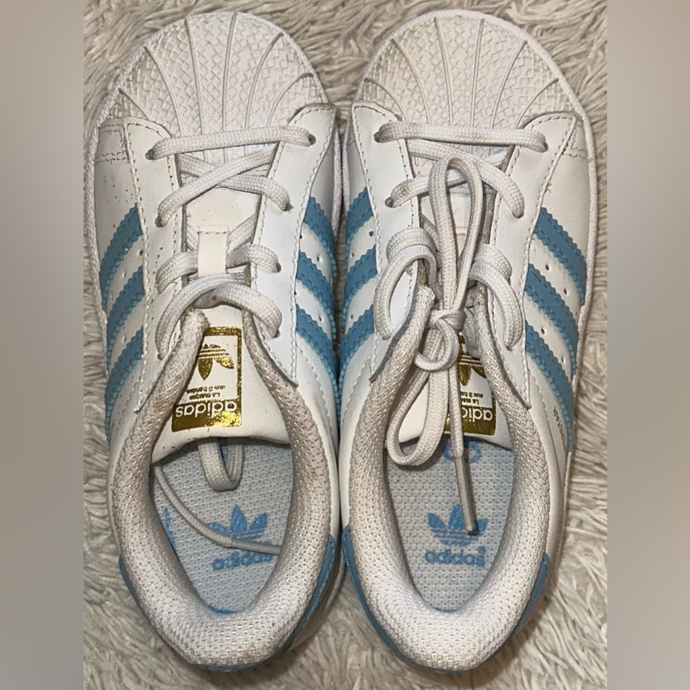 New Kids Adidas SUPERSTAR 789002  White Blue size 10K